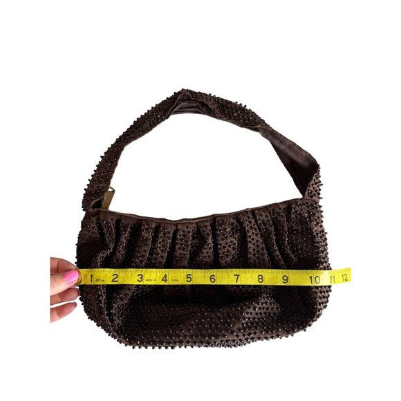 70s Brown Beaded Shoulder Bag With Zipper Closure - Picture 8 of 9